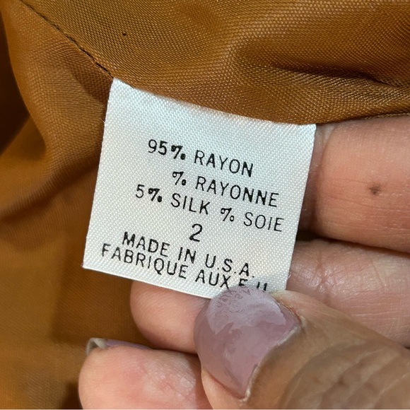 Vintage Alternatives by Tahari Silk Blend Collarless Jacket Blazer Brown Size 2 - Picture 9 of 14